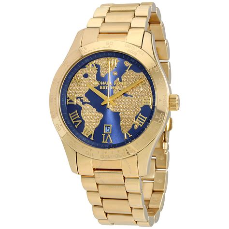 michael kors blue and gold watch|mk blue watch.